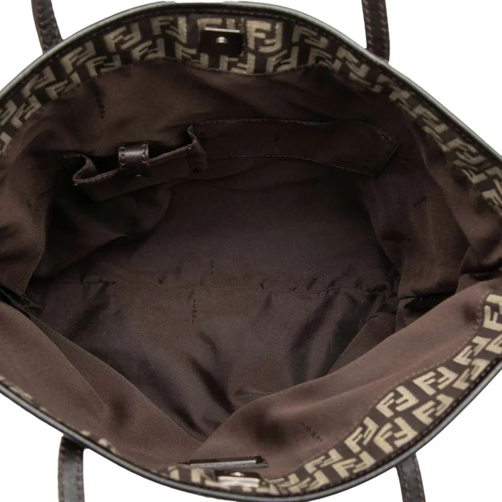 Fendi Zucchino Canvas Tote Brown Canvas Good - Model View