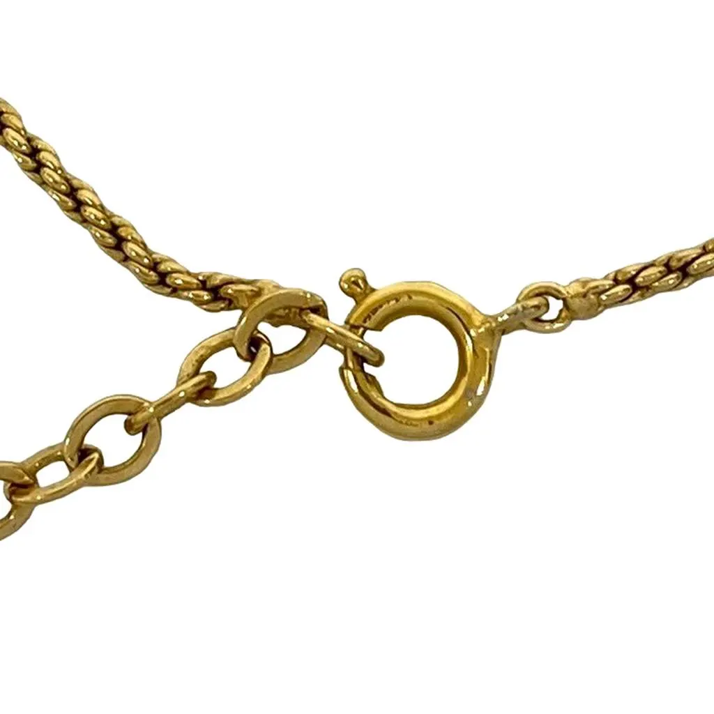Dior Gold Plated Rhinestone Logo Heart Pendant Necklace Gold Metal Very good - Inside View