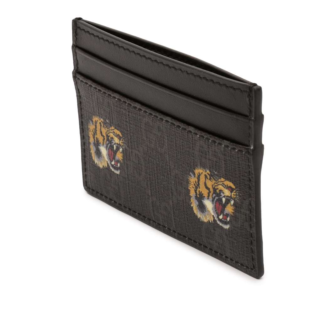 Gucci GG Supreme Tiger Card Holder Black Canvas Good condition - Back View