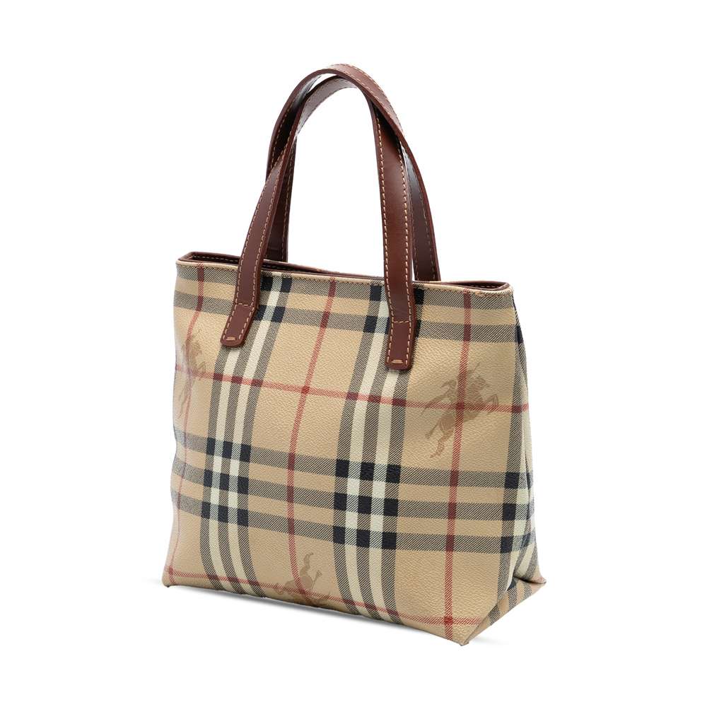 Burberry Haymarket Check Coated Canvas Handbag Beige Fair condition - Back View