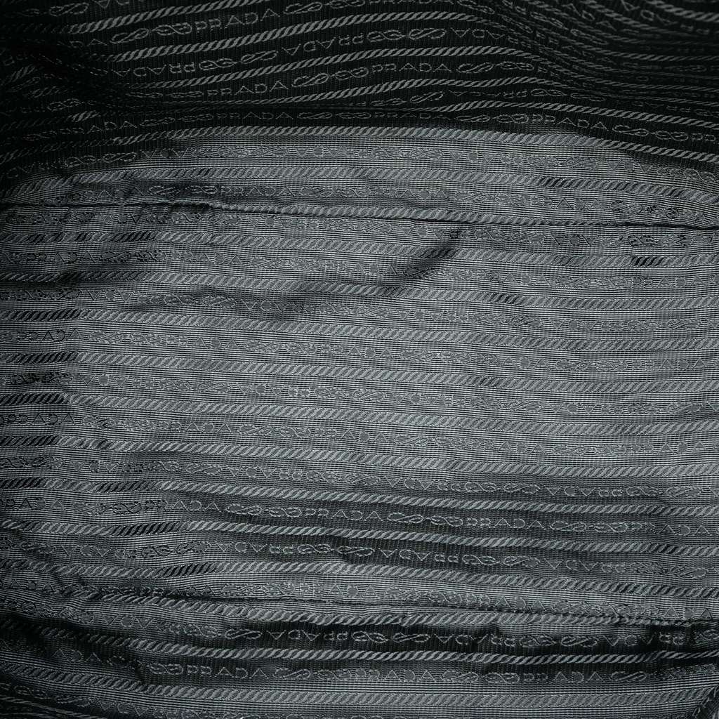 Prada Metallic Leather Trimmed Tessuto Tote Grey Good condition - Model View