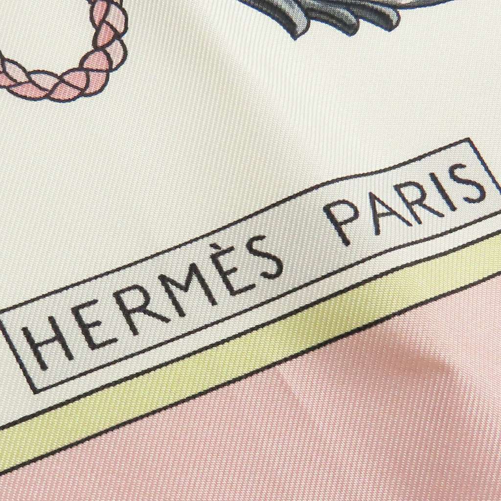 Hermès Les Cles Silk Scarf 90 Pink Silk Good condition - Back View