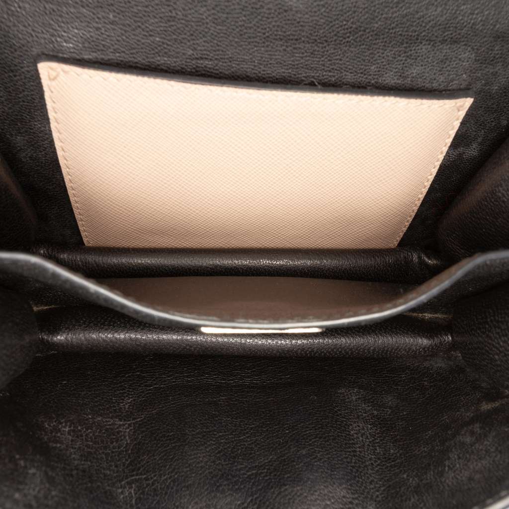 Prada Mini Saffiano Lux Sound Lock Satchel Beige Leather Good condition - Model View