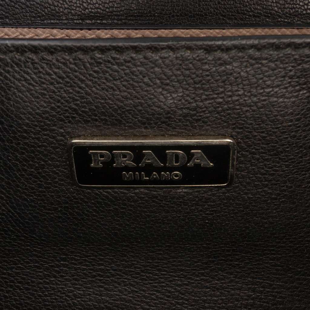 Prada Mini Saffiano Lux Sound Lock Satchel Beige Leather Good condition - Box View