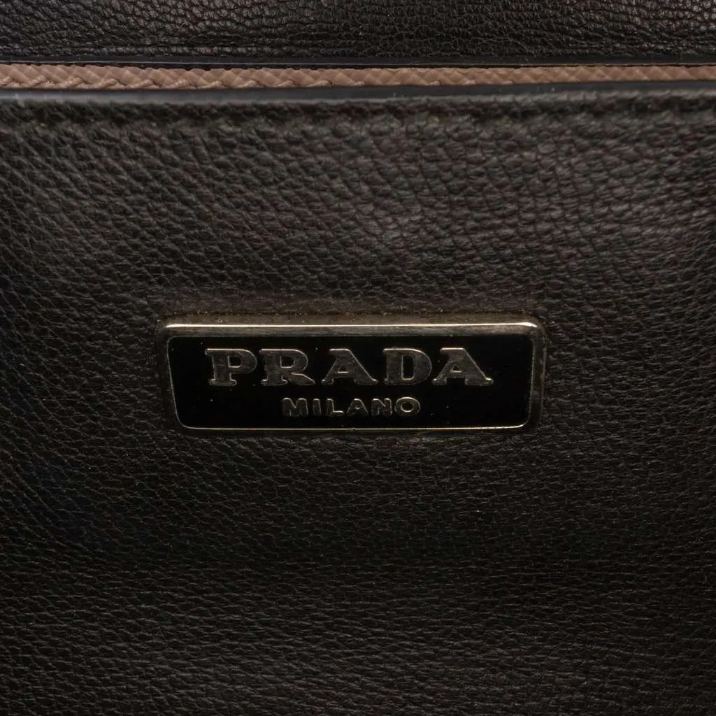 Prada Mini Saffiano Lux Sound Lock Satchel Beige Leather Very good - Box View