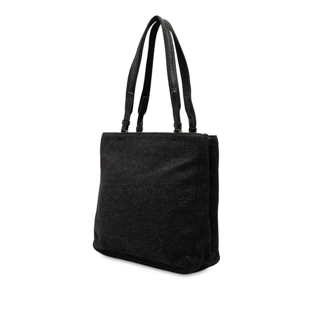 Prada Wool Tote Black Wool Good condition - Back View