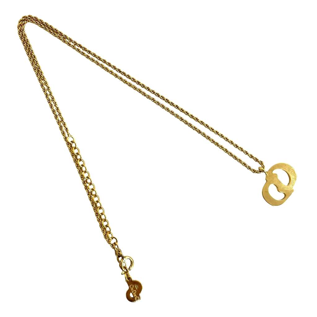 Dior Gold Plated CD Logo Pendant Necklace Gold Metal Good condition - Back View