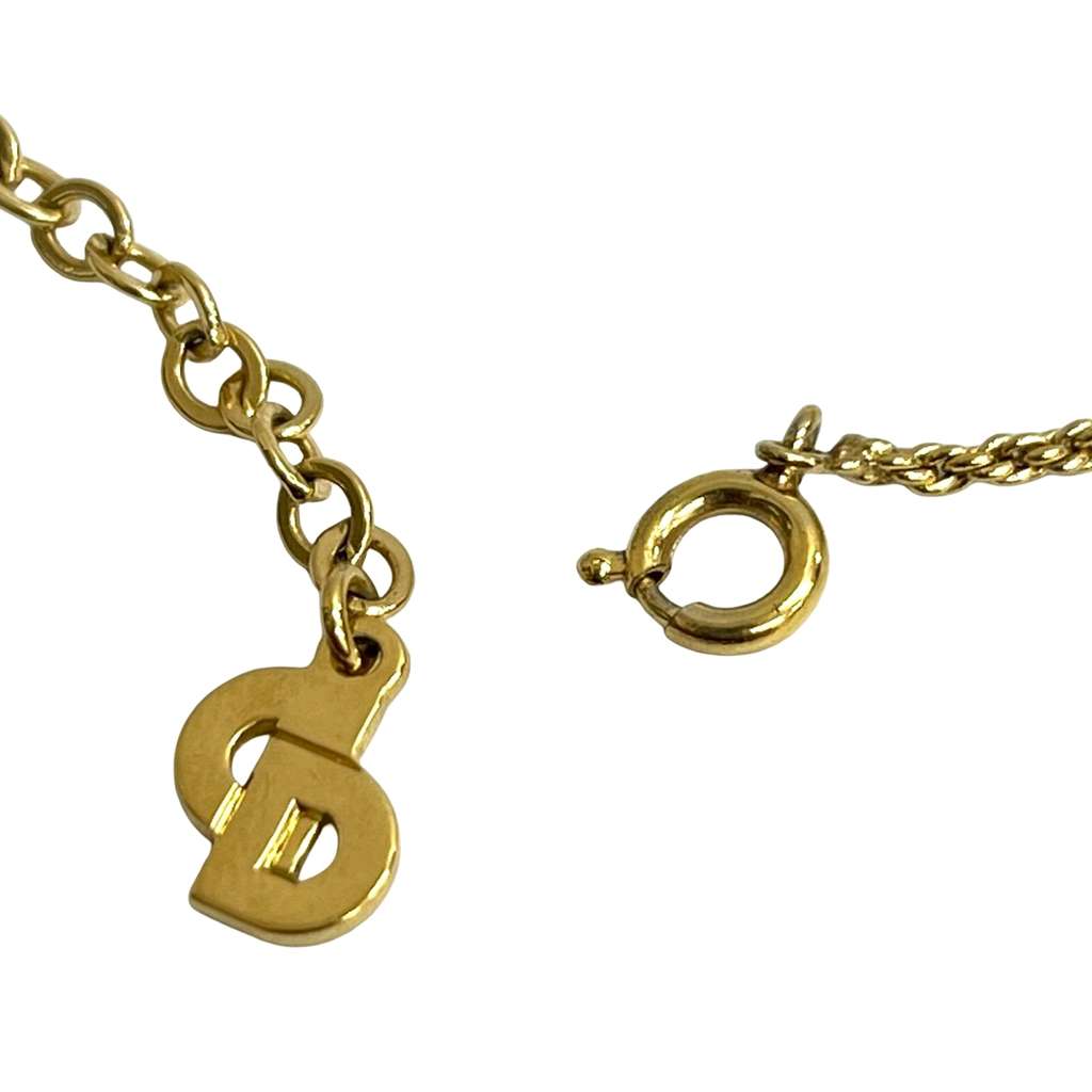 Dior Gold Plated CD Logo Pendant Necklace Gold Metal Good condition - Model View