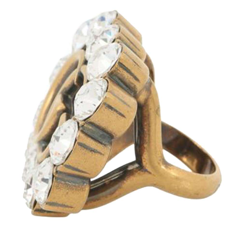 Gucci Gold Plated GG Marmont Crystal Ring Gold Metal Good condition - Back View