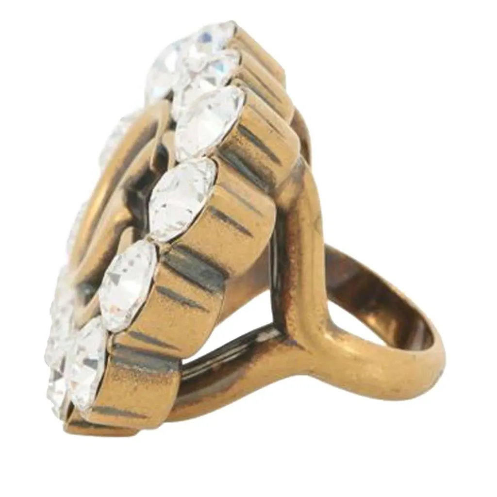 Gucci Gold Plated GG Marmont Crystal Ring Gold Metal Very good - Back View