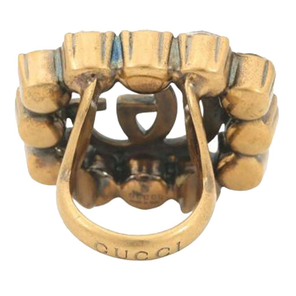 Gucci Gold Plated GG Marmont Crystal Ring Gold Metal Good condition - Inside View