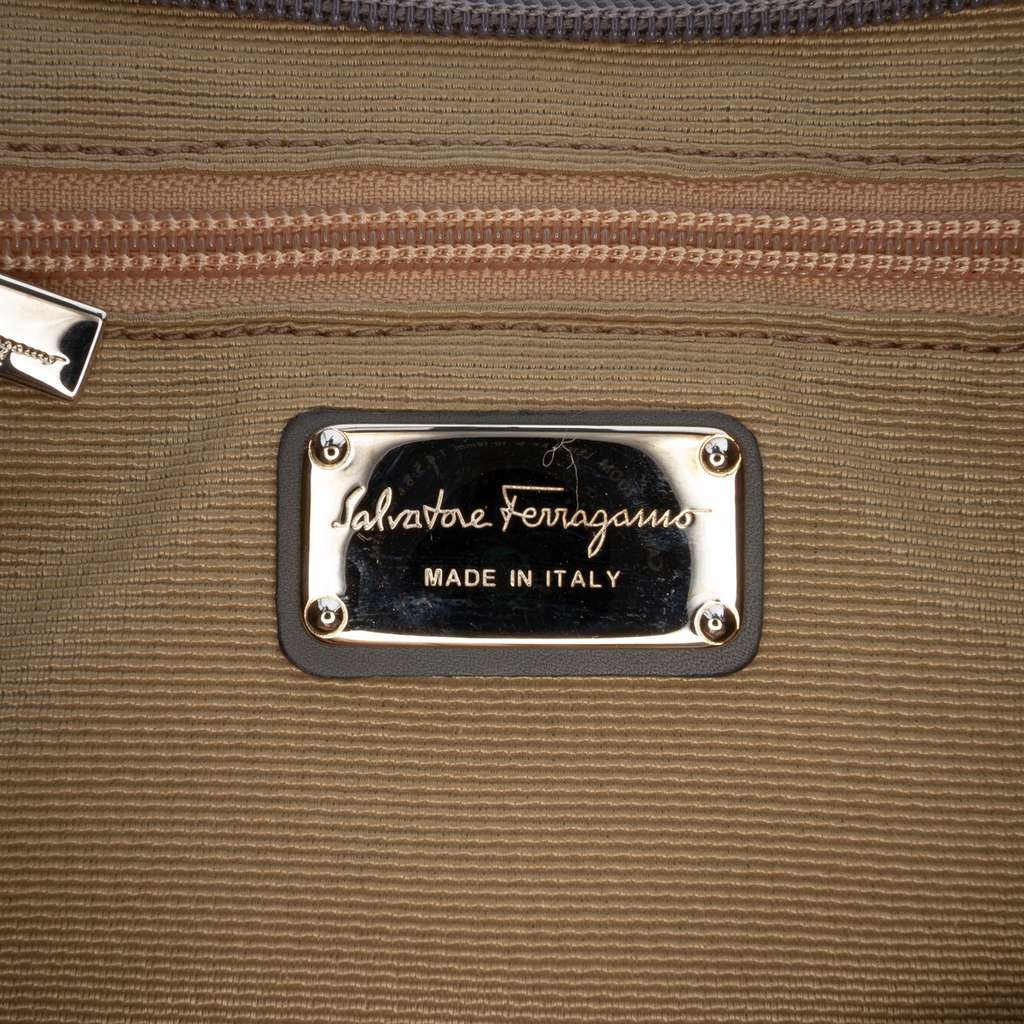 Salvatore Ferragamo Embroidered Polyester Shoulder Bag Brown Polyester Good condition - Box View