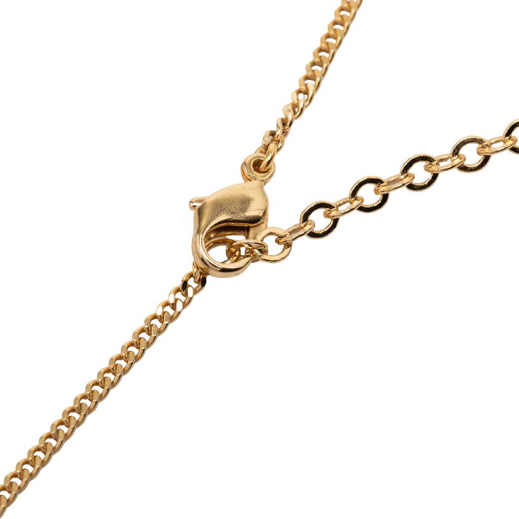 Dior Gold Plated Rhinestone CD Pendant Necklace Gold Metal Good condition - Inside View