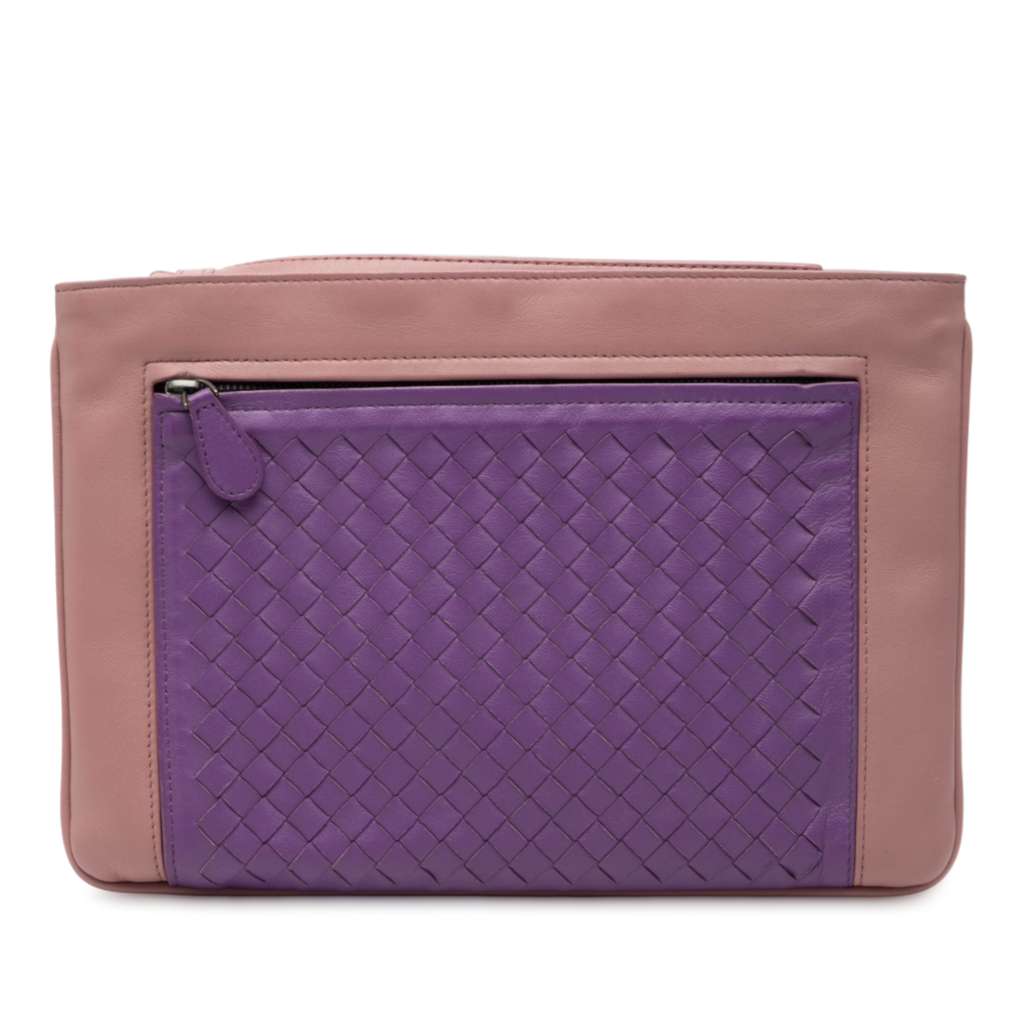 Bottega Veneta Bicolor Nappa Intrecciato Wristlet Clutch