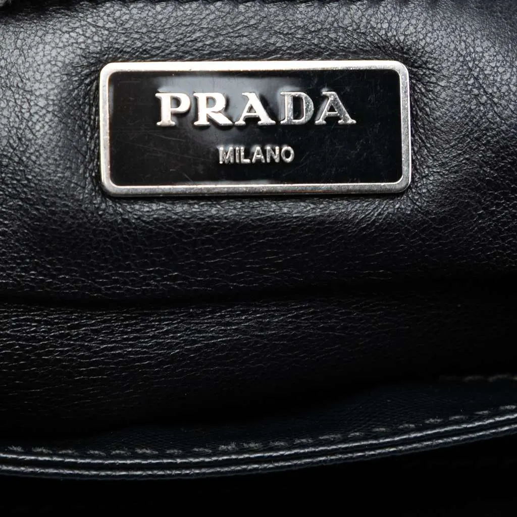 Prada Saffiano Lux and Tessuto Chain Crossbody Black Leather Very good - Box View