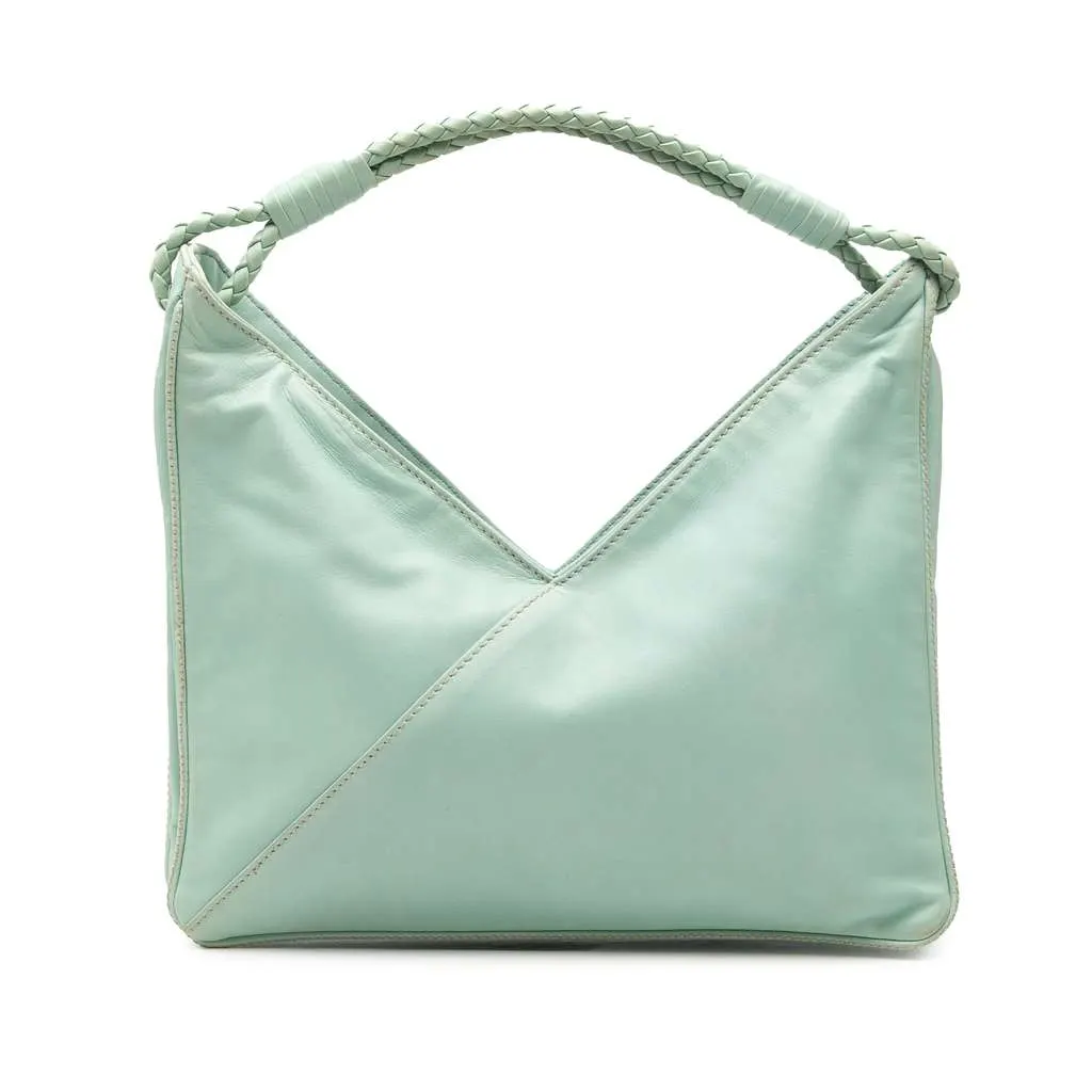 Bottega Veneta Nappa Deep V Hobo Green Leather Very good - Front View