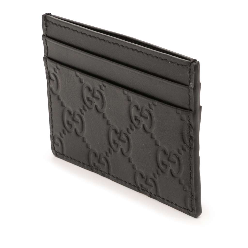 Gucci Guccissima Card Holder Black Leather Good condition - Back View