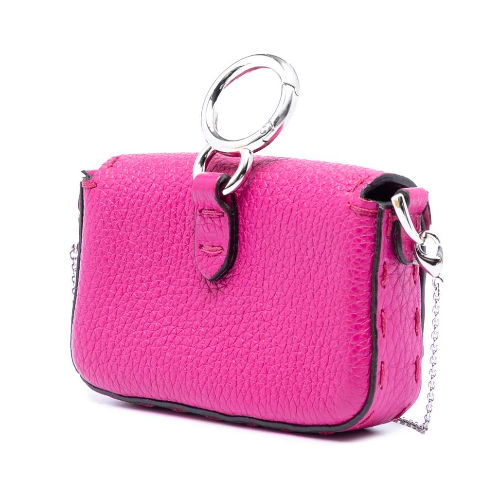 Fendi Nano Leather Baguette Charm Pink Leather Good condition - Back View