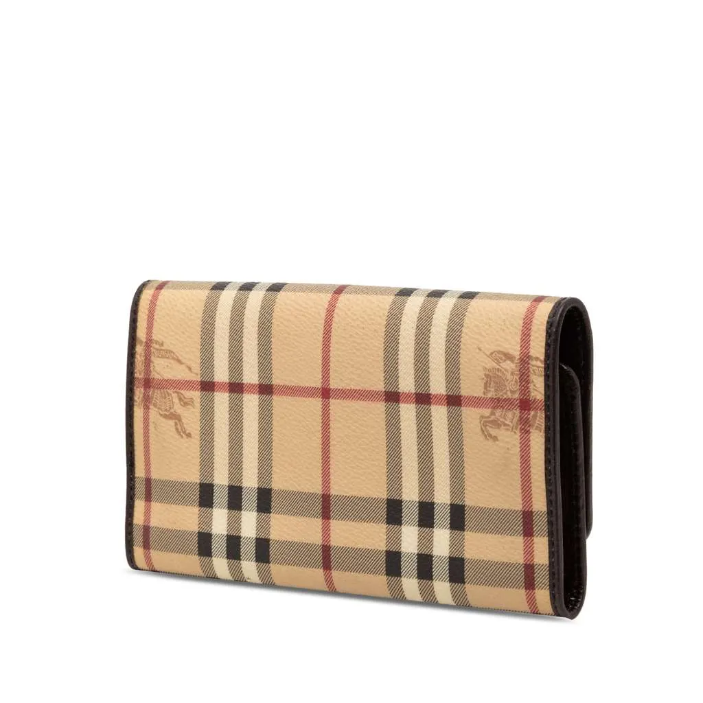Burberry Haymarket Check Coated Canvas Continental Wallet Beige Very good - Back View