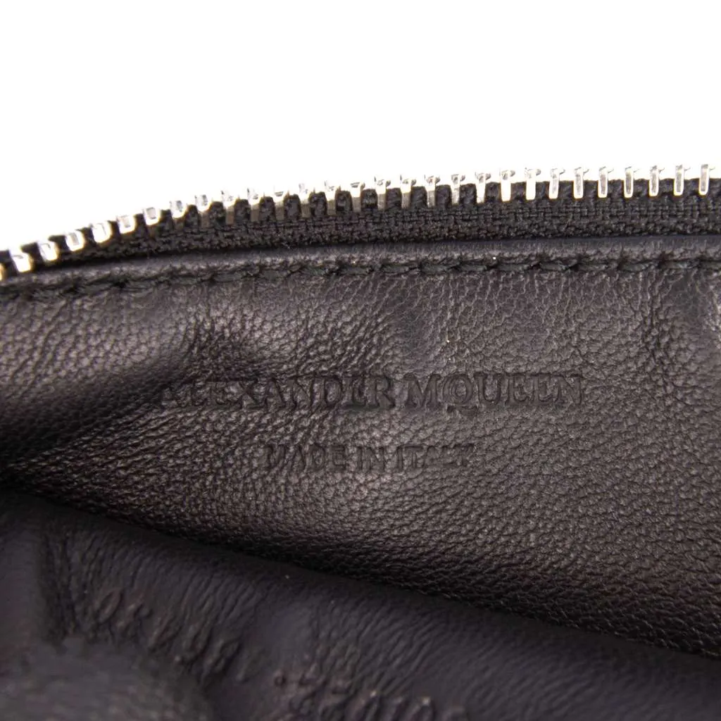 Alexander McQueen Metallic Leather Skull Charm Zip Card Holder Gold Leather Very good - Box View