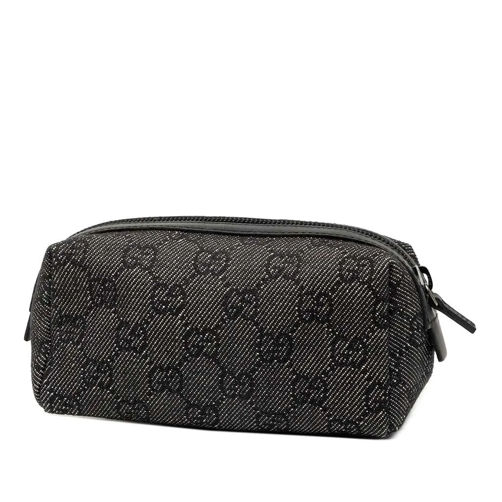 Gucci GG Denim Cosmetic Pouch Grey Denim Very good - Back View