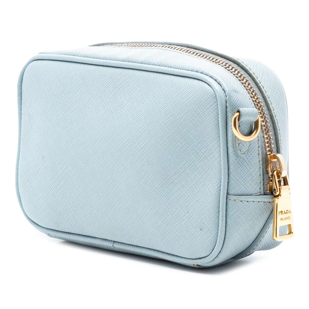 Prada Saffiano Lux Camera Bag Blue Leather Good condition - Back View