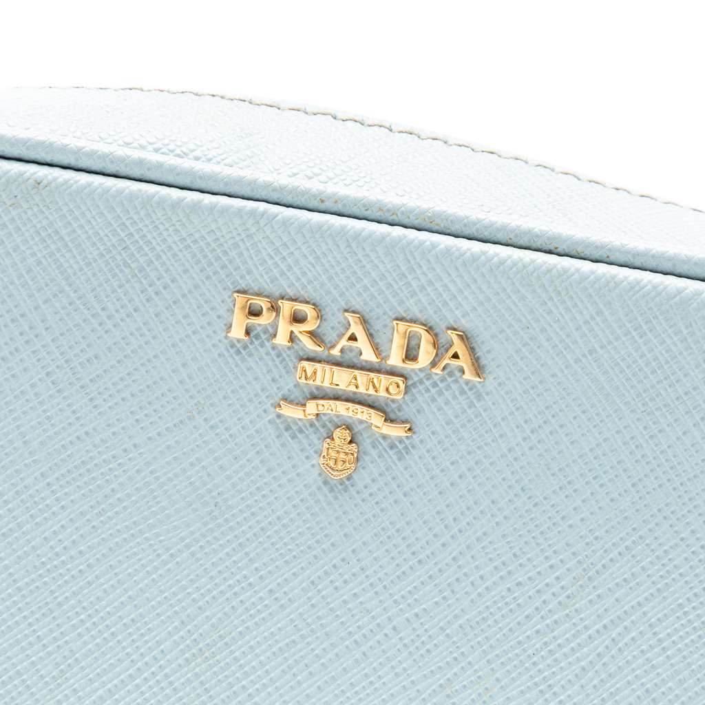 Prada Saffiano Lux Camera Bag Blue Leather Good condition - Box View