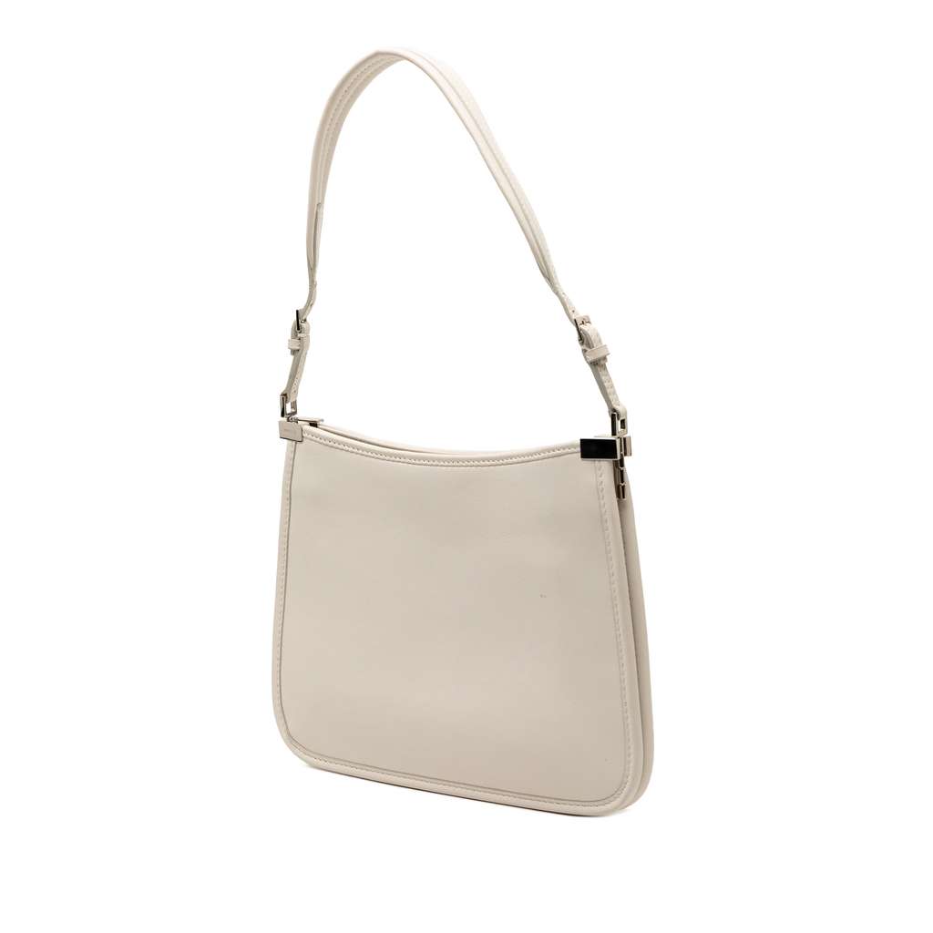 Gucci Small Calfskin Slim Horsebit Shoulder Bag White Leather Good condition - Back View