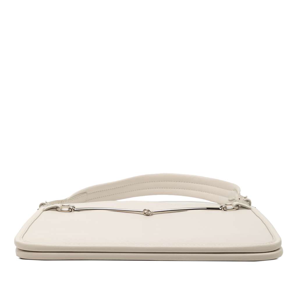 Gucci Small Calfskin Slim Horsebit Shoulder Bag White Leather Good condition - Inside View