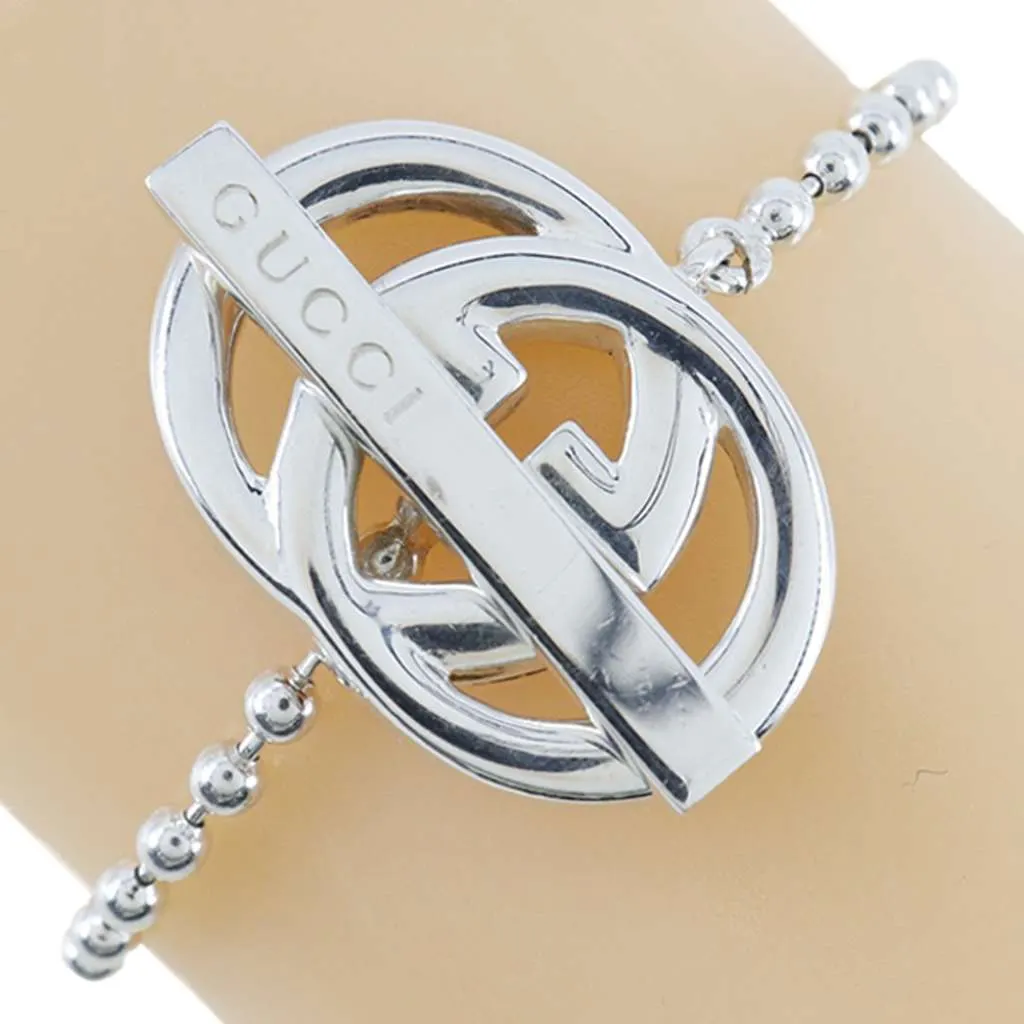 Gucci Sterling Silver Enamel Interlocking G Ball Chain Bracelet Silver Silver Very good - Model View