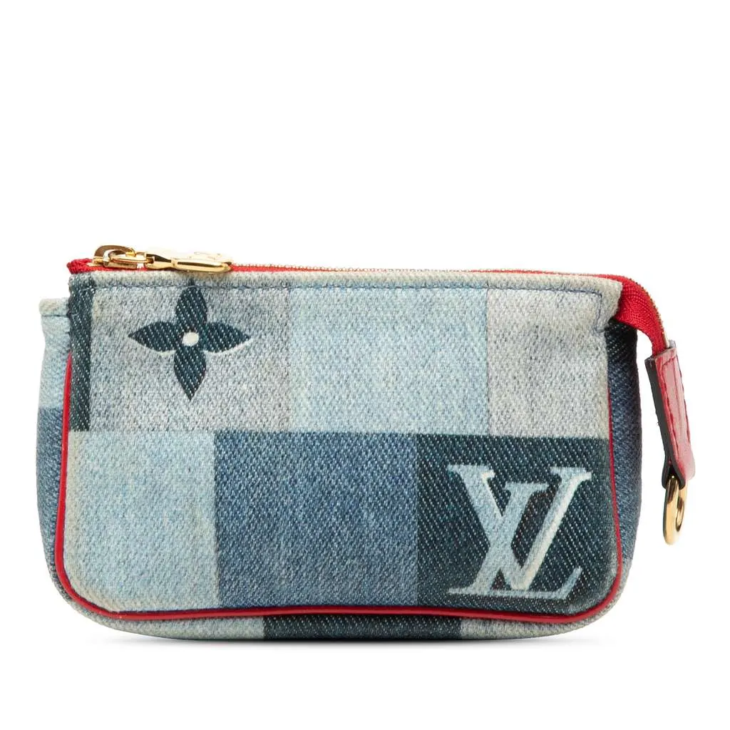 Louis Vuitton Micro Monogram Denim Patchwork Pochette Accessoires Blue Denim Very good - Front View
