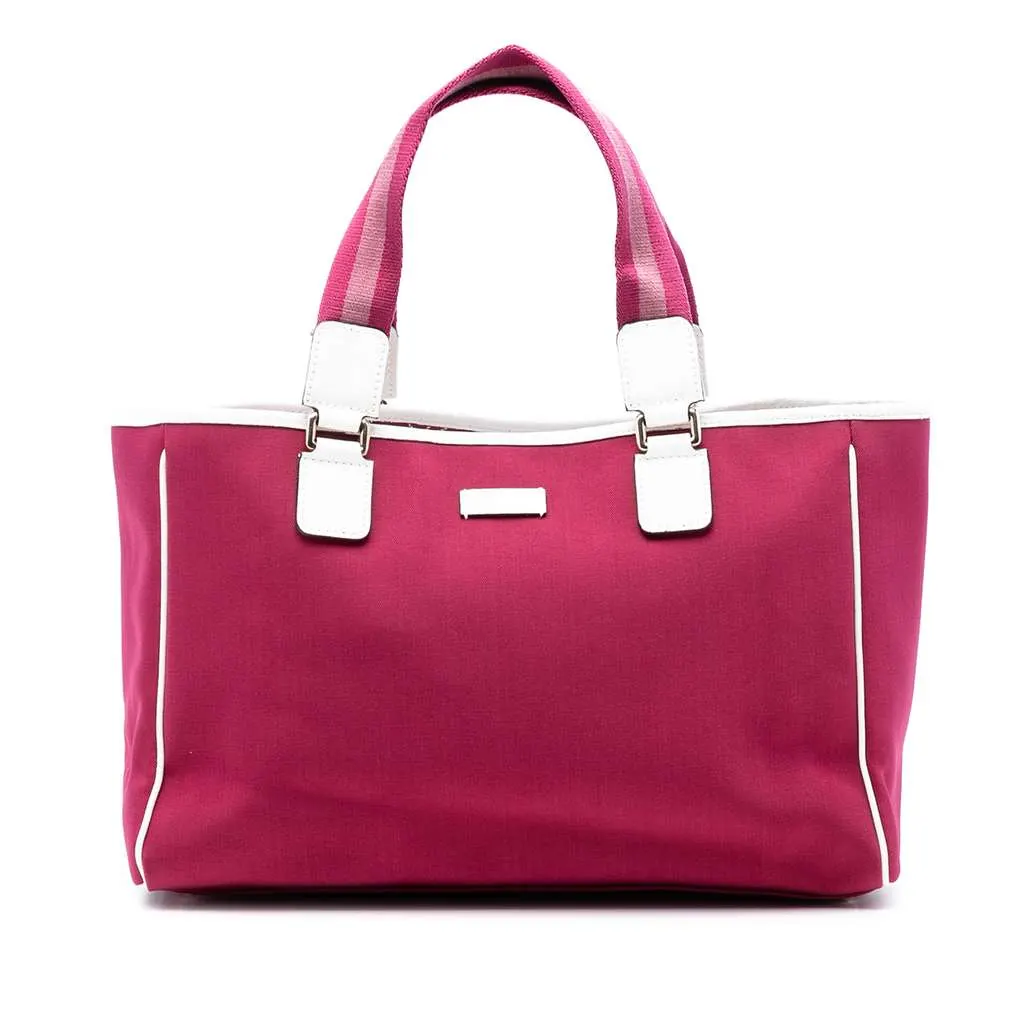 Gucci Canvas Web Tote Pink Canvas Very good - Front View