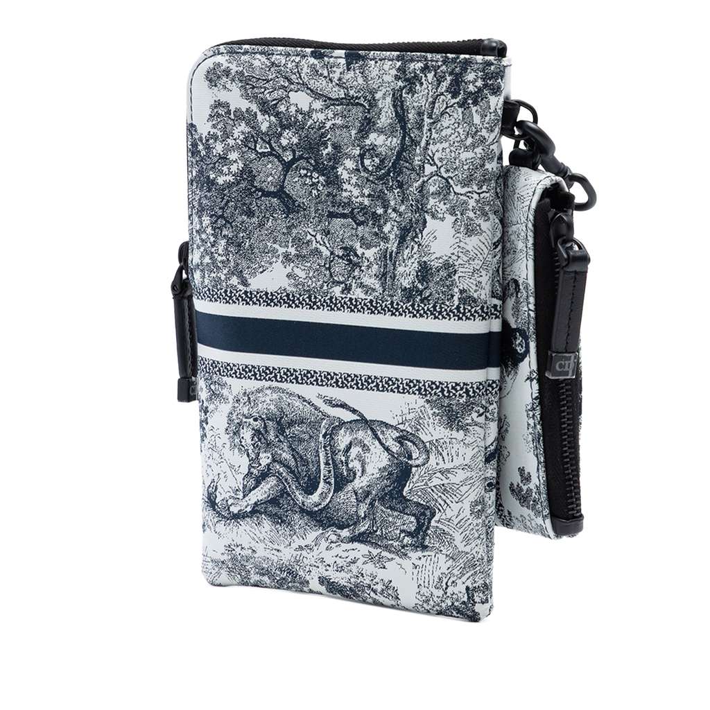 Dior Technical Fabric Embroidered Toile De Jouy DiorTravel Multifunction Pouch Blue Good condition - Back View