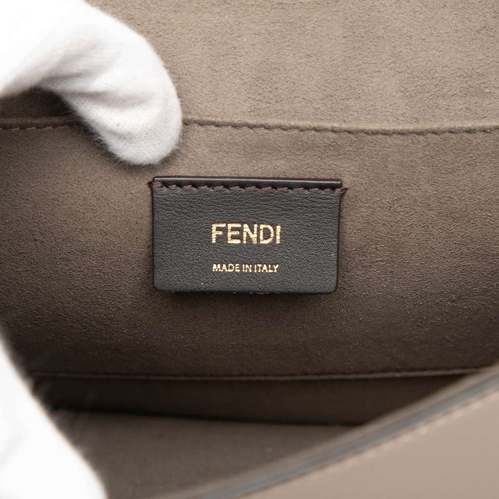 Fendi Smooth Leather Kan I F Satchel Beige Leather Good condition - Box View
