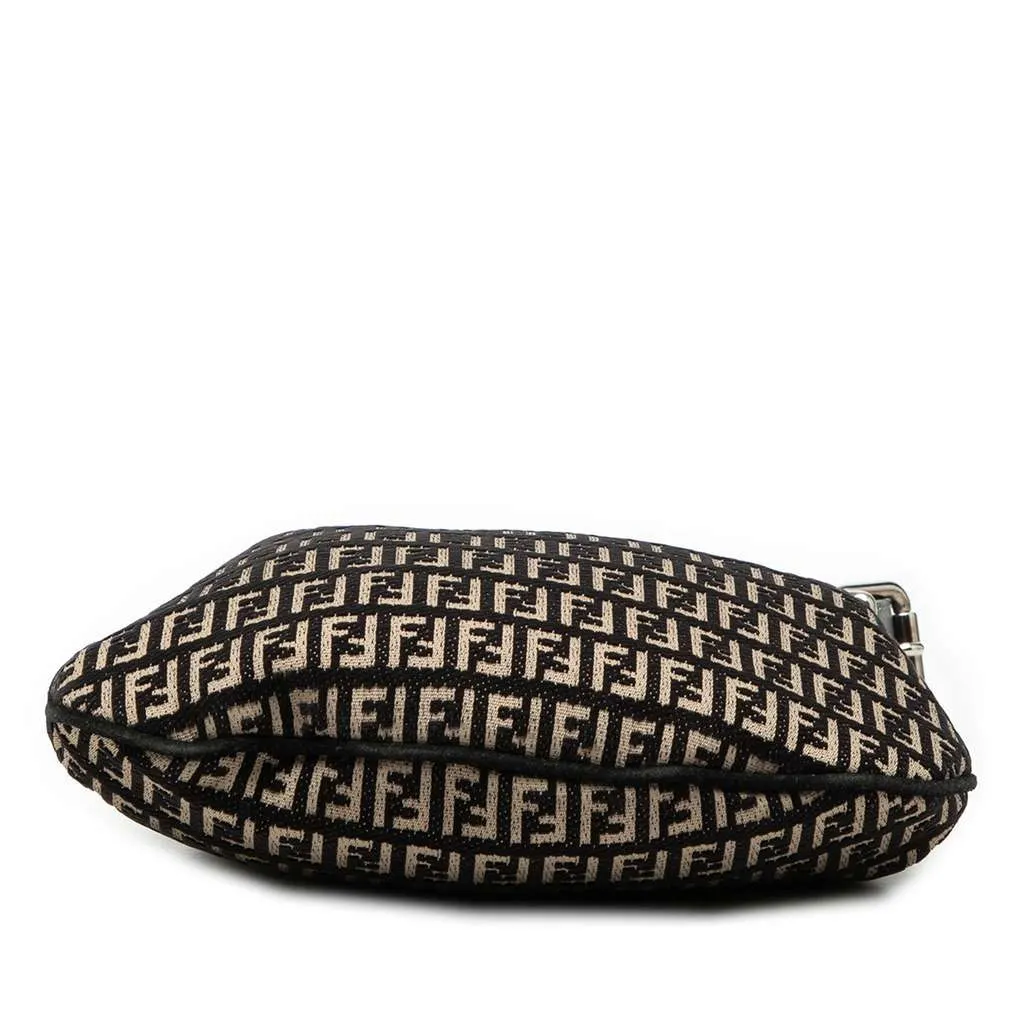 Fendi Zucchino Canvas Oyster Shoulder Bag Black Canvas Very good - Inside View