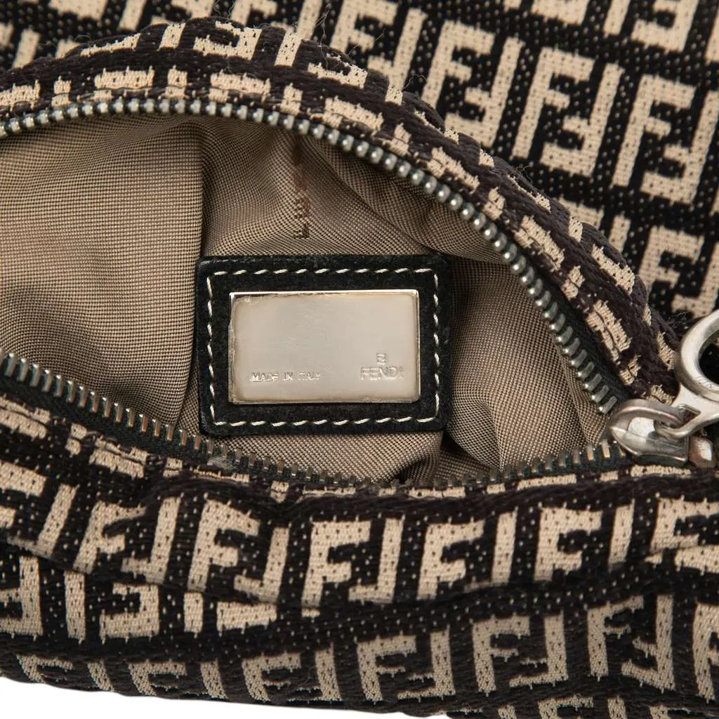 Fendi Zucchino Canvas Oyster Shoulder Bag Black Canvas Very good - Box View