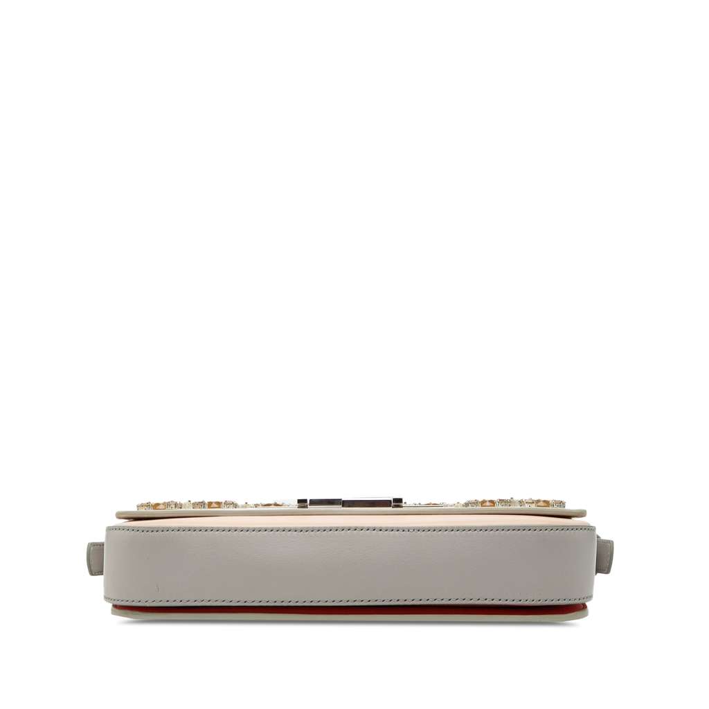 Fendi Crystal and Resin Embellished Leather 3Baguette Shoulder Bag White Leather Good condition - Inside View