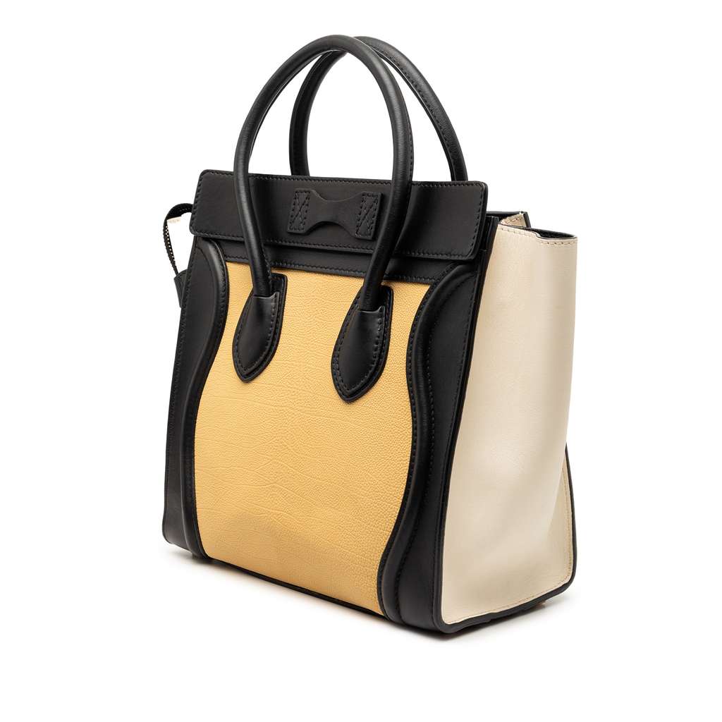 Celine Micro Tricolor Leather Luggage Tote Yellow Leather Good condition - Back View