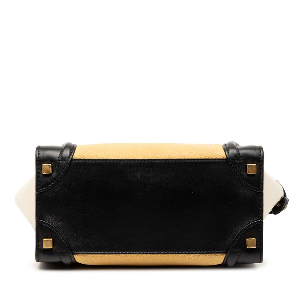 Celine Micro Tricolor Leather Luggage Tote Yellow Leather Good condition - Inside View