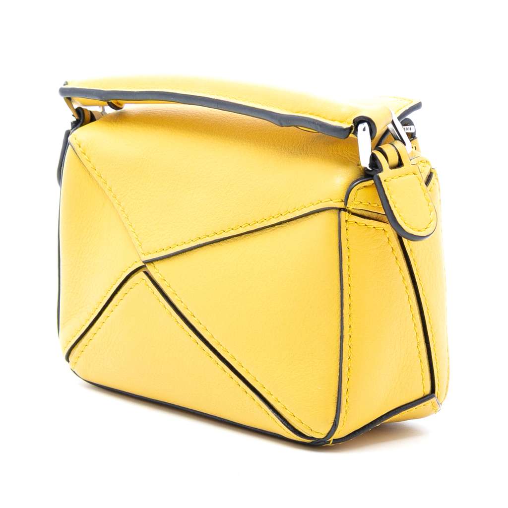 Loewe Nano Calfskin Puzzle Satchel Yellow Leather Good condition - Back View
