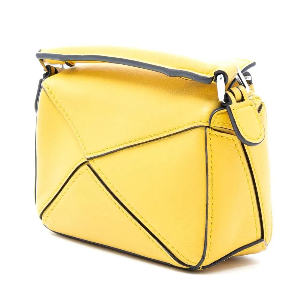 Loewe Nano Calfskin Puzzle Satchel Yellow Leather Very good - Back View