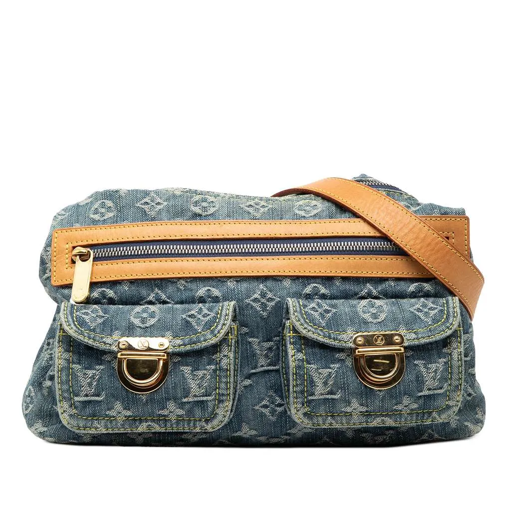 Louis Vuitton Monogram Denim Baggy PM Blue Denim Good - Front View