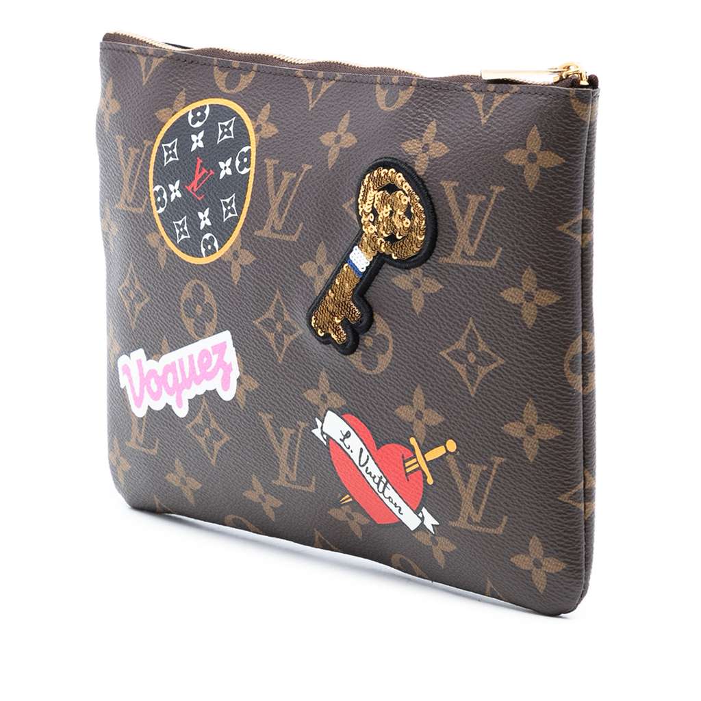 Louis Vuitton Monogram Patches City Pouch Brown Good condition - Back View