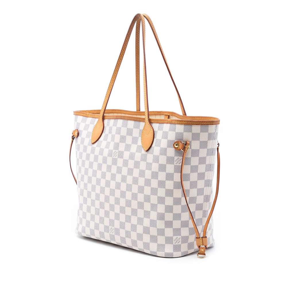 Louis Vuitton Damier Azur Neverfull MM White Good condition - Back View