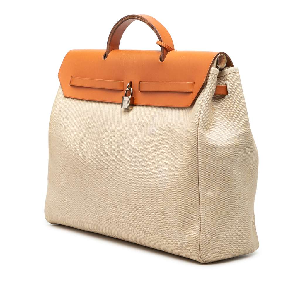 Hermès Toile Herbag MM Beige Fair condition - Back View