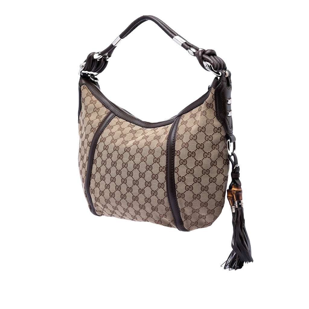 Gucci GG Canvas Techno Horsebit Hobo Beige Good condition - Back View