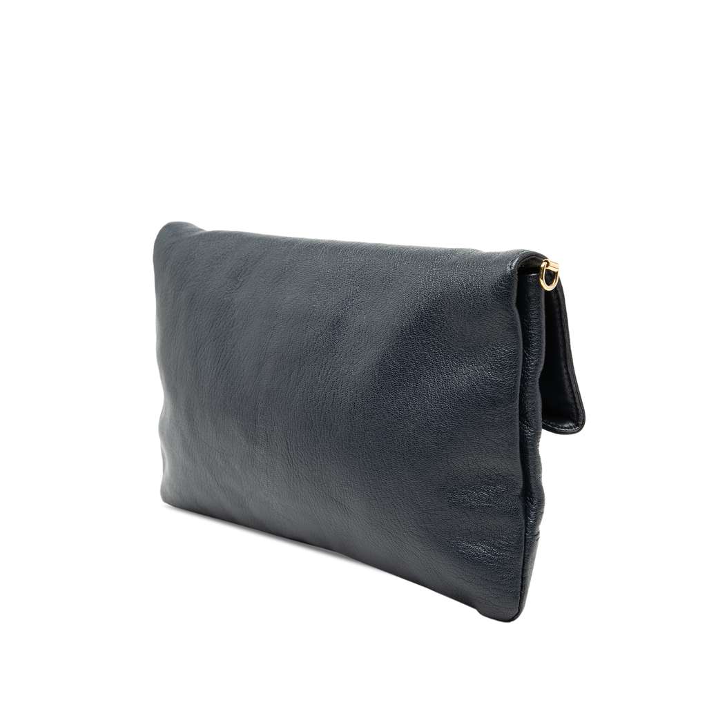 Balenciaga Chevre Motocross Classic Metallic Edge Envelope Clutch with Strap Blue Leather Good condition - Back View