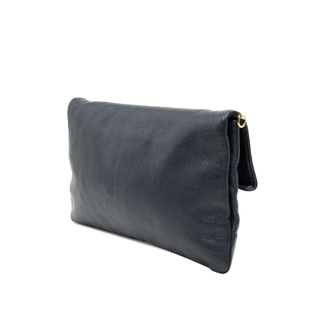 Balenciaga Chevre Motocross Classic Metallic Edge Envelope Clutch with Strap Blue Leather Very good - Back View