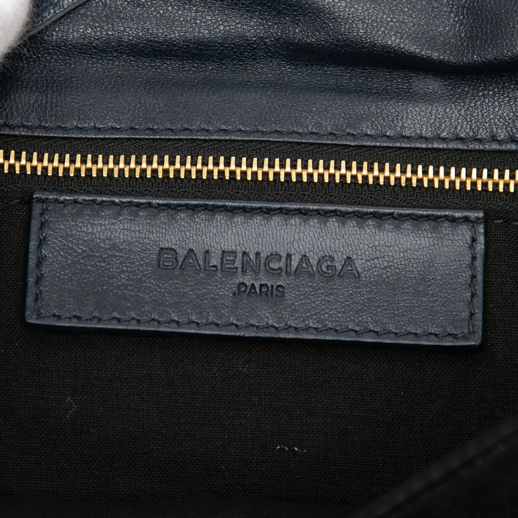 Balenciaga Chevre Motocross Classic Metallic Edge Envelope Clutch with Strap Blue Leather Very good - Box View