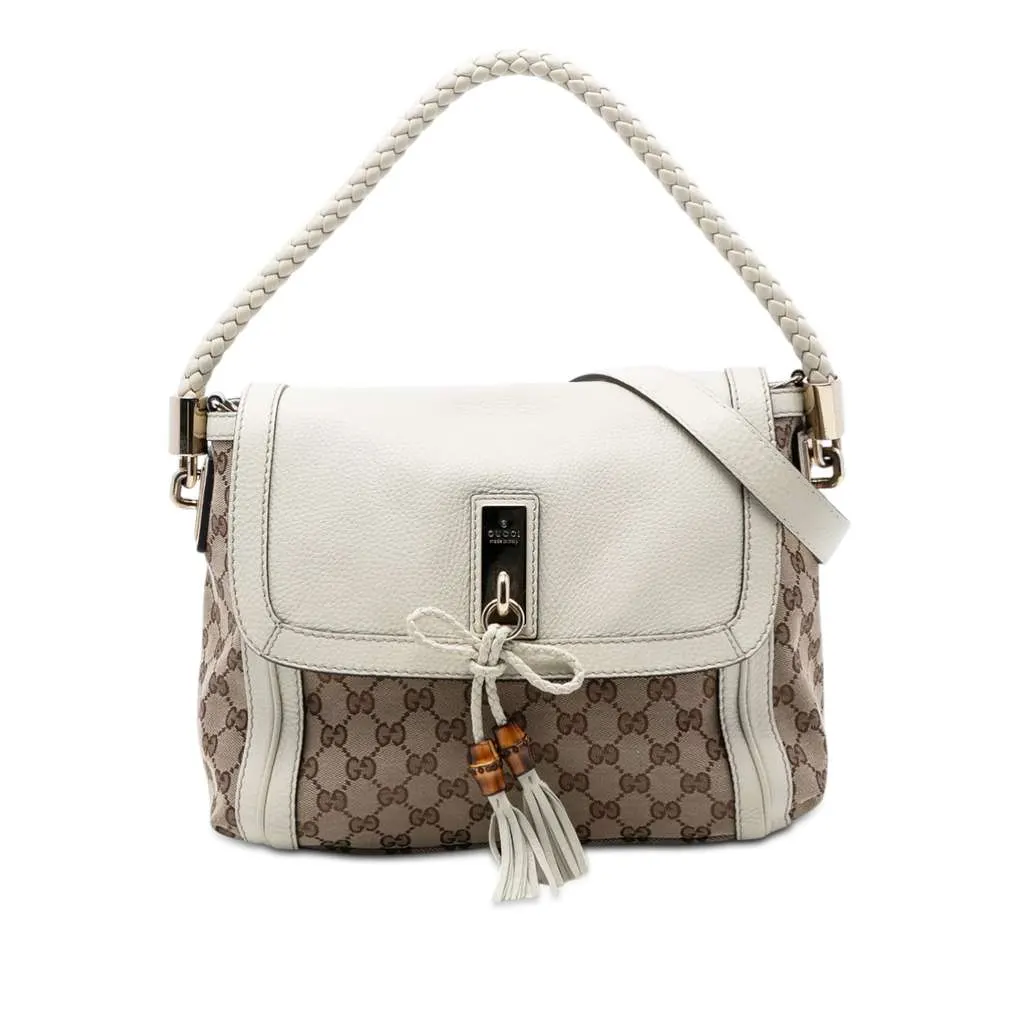 Gucci GG Canvas Bella Flap Satchel Beige Very good - Front View